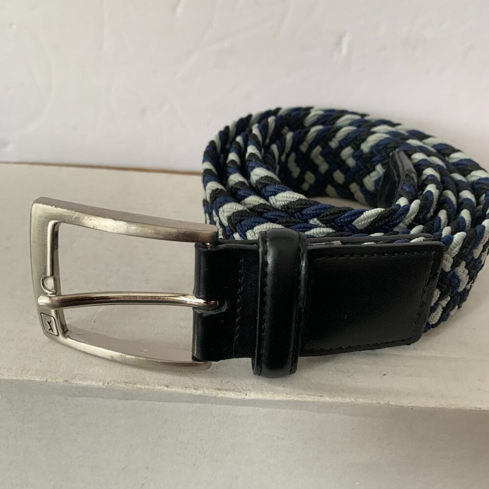 PGA TOUR PG86001 MENS Braided Belt Black Blue Stretch Nickel Brush Buckle BELT - Picture 3 of 11